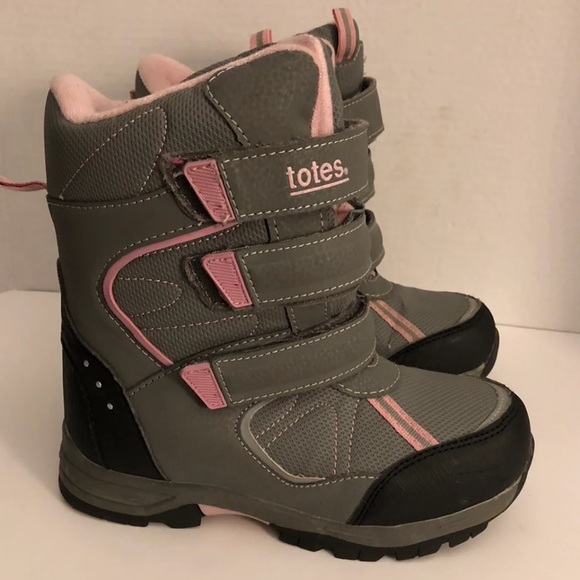 Totes Boots Girls‎  2M Gray Pink Slip On Velcro Closure - Picture 1 of 10